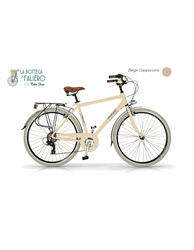 City Bike Bicicletta Uomo da Città Retrò in Alluminio Beige Cappuccino